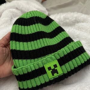Striped Green and Black Kids Beanie